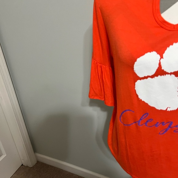 Clemson Ladies T-Shirt from Gameday Couture w/ Ruffled Sleeves - Size Medium - Picture 7 of 11